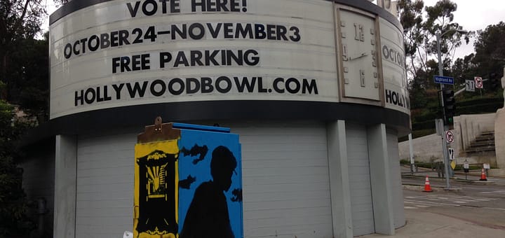 Hollywood Bowl, Street Art, Junction Box, Los Angeles, California, Mural, arte, instagraffiti, love, graffitiporn, Marquee, yellow, gold, blue, star, black, man silhouette, black lives matter